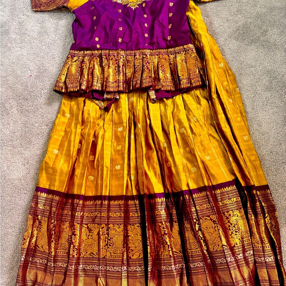 Purple and Gold Kids lehenga